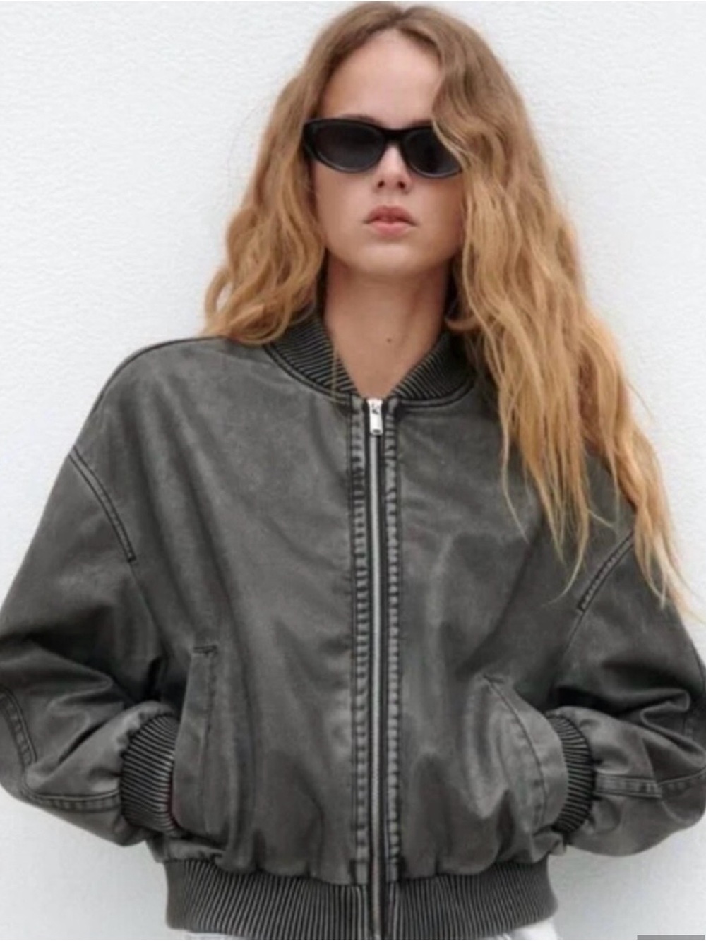 Zara Gray Bomber Jacket